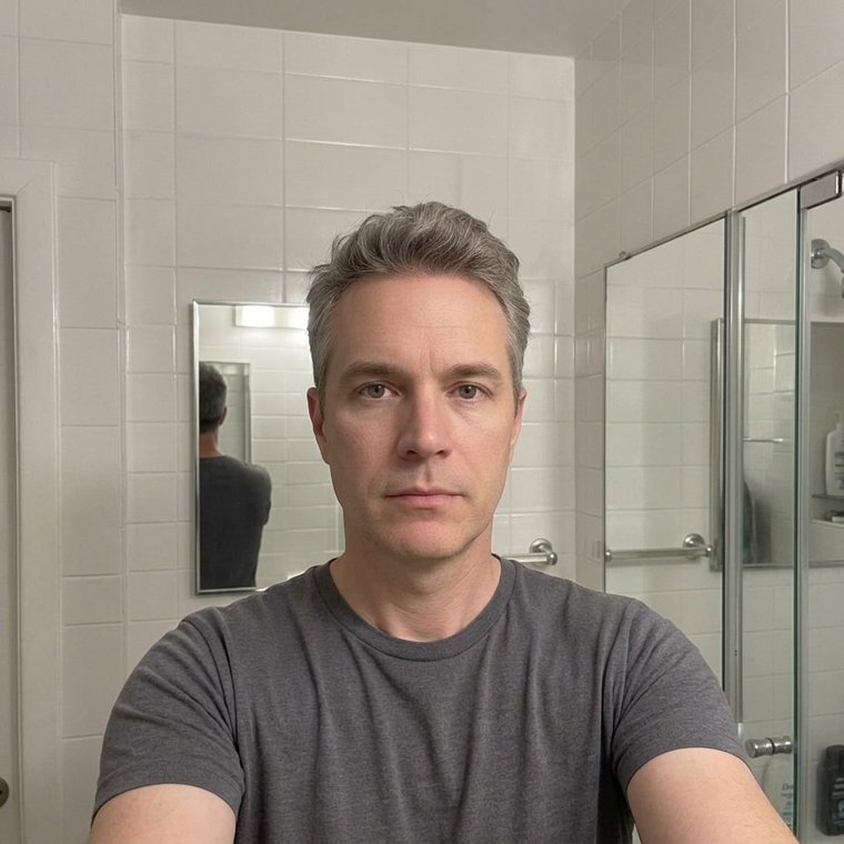 Before, an ordinary bathroom selfie